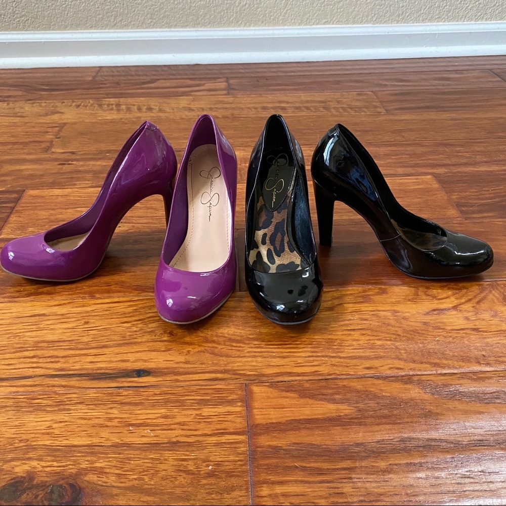 lot of TWO Jessica Simpson heels: purple + black